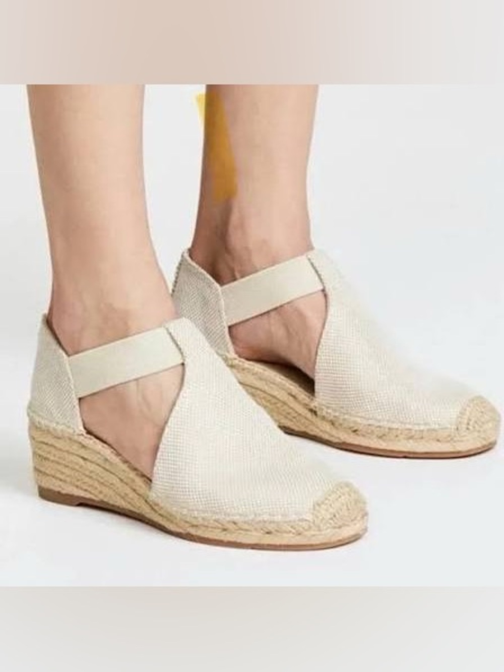 🌊✨ Tory Burch Catalina 3 Beige Canvas Espadrille Wedge Sandals Size 7 - Picture 2 of 10